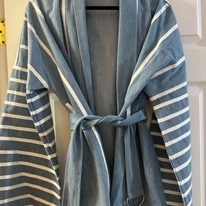 AKIRA Blue and White Striped Cape
